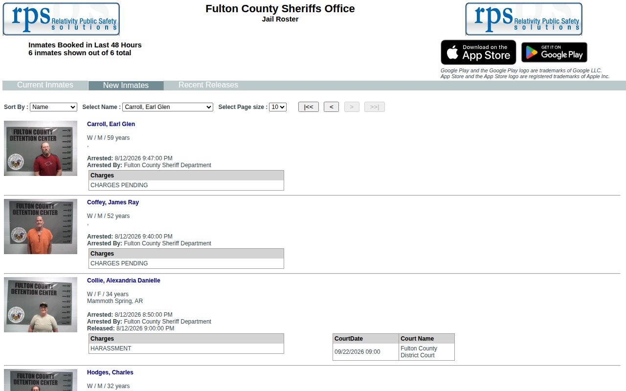 Fulton County booking feed for arrests in the last 48 hours